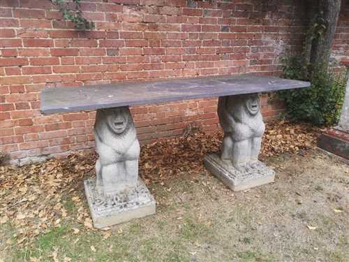 Grotesquerie Table Garden tables/furniture: A slate table on grotesque... | Barnebys